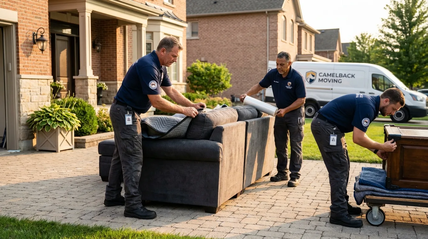 Large estate moving crew wrapping furniture in Sistersville, WV