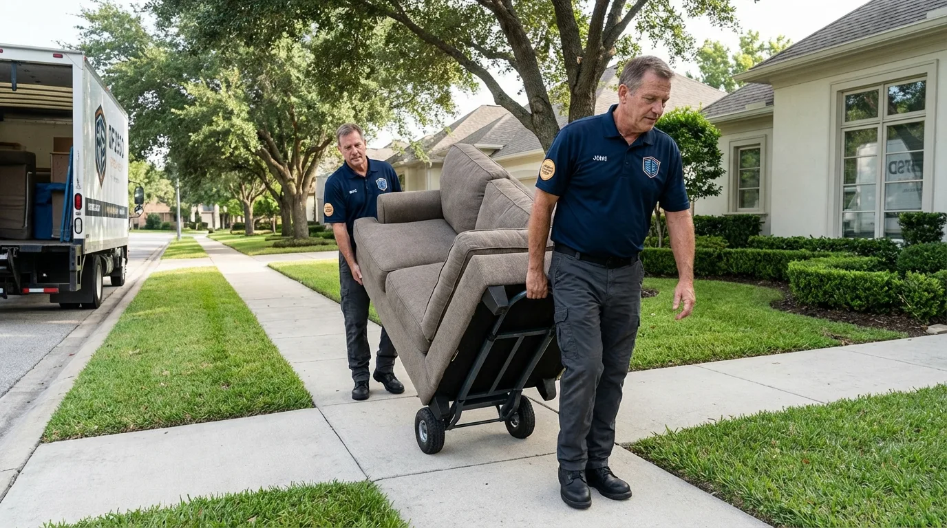 Local residential moving crew loading furniture in Sistersville, WV